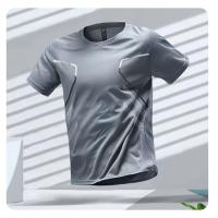 Camiseta De Deporte Para Hombre Quick-drying Y Transpirable Con Mangas Cortas Cuello Redondo Para Actividades Al Aire Libre Y Ejercicio - details 2