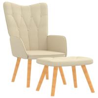 vidaXL Sillón de relax con taburete tela Gris claro, Gris oscuro, Crema Sillon Dormitorio Sillon Comodos Silla Relax Sillón Sofá - details 2