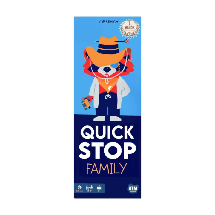 Asmodee - Quick Stop Family Juego de Mesa Dinámico para Familia y Amigos - Creatividad y Rapidez - A partir de 10 Años, Juego De 2 a 7 Jugadores, Versión Entretenimiento Familiar sin Pantallas, Regalo Original Padres y Niños - Juego en Español - 1