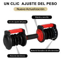 48kg Mancuerna Ajustable,Pesas y Mancuernas,Mancuernas Cortas Ajustables,15 Niveles de Peso,Ajuste Rápido Ajuste Con Una Sola Pulsación,Juego de Mancuernas con Discos de Pesas - details 4