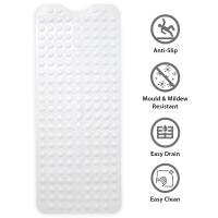 Lavable a Máquina 102x40 cm/40x16 Pulgadas - Blanco lleno Alfombras de Baño Antimoho Antideslizante de PVC with Orificies de Drenaje y Ventosa - details 1