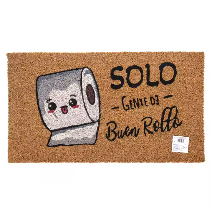 Felpudo de Coco Natural con Base Antideslizante, Absorbente para la entrada de casa, Ideal para Puerta Exterior o Pasillo. Gente de buen rollo. 3 tamaños disponibles - 1