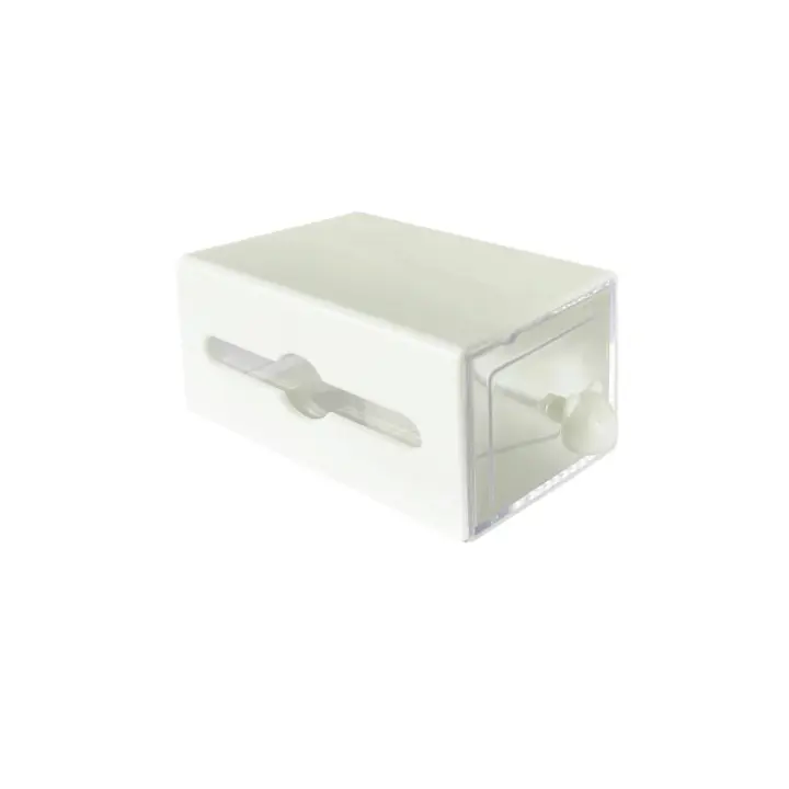 Caja De Almacenamiento Para Pared Rectangular Blanco Transparente Con Cajón Doble Para Algodón Suave Y Cinturones De Cabello En Baño - 1