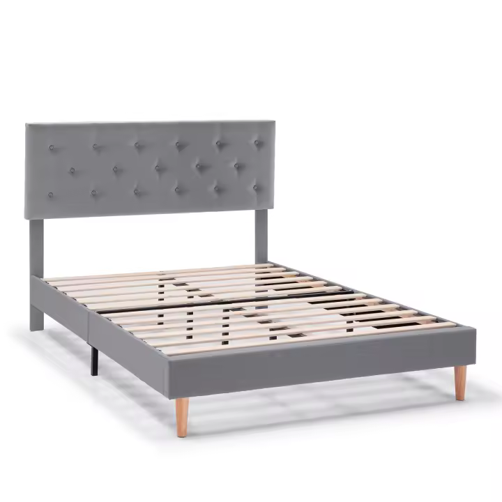 VS Venta-Stock Estructura de cama tapizada Rosi de 30 cm Gris Oscuro - 1