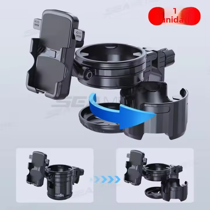 Soporte De Vaso Y Teléfono Para Motocicleta BLALION 2 En 1 Soporte De Goma Rotativo De 360° Universal Para Bicicleta Silla De Ruedas Y Carro De Bebé - 1