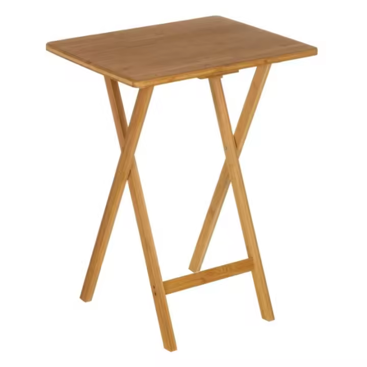 Dcasa Mesita plegable de bambú marrón nórdica de 49x37x65 cm - 1