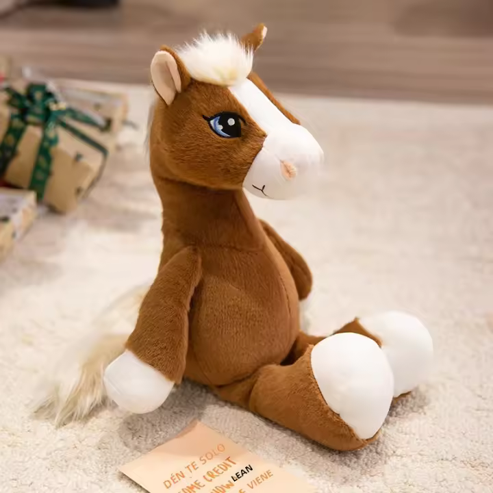Muñeco De Peluche Caballo Grande Ojos Lindos 22cm Juguete De Algodón Suave De Alta Calidad Regalo Clásico Para Niños Y Niñas De Edad Infantil - 1