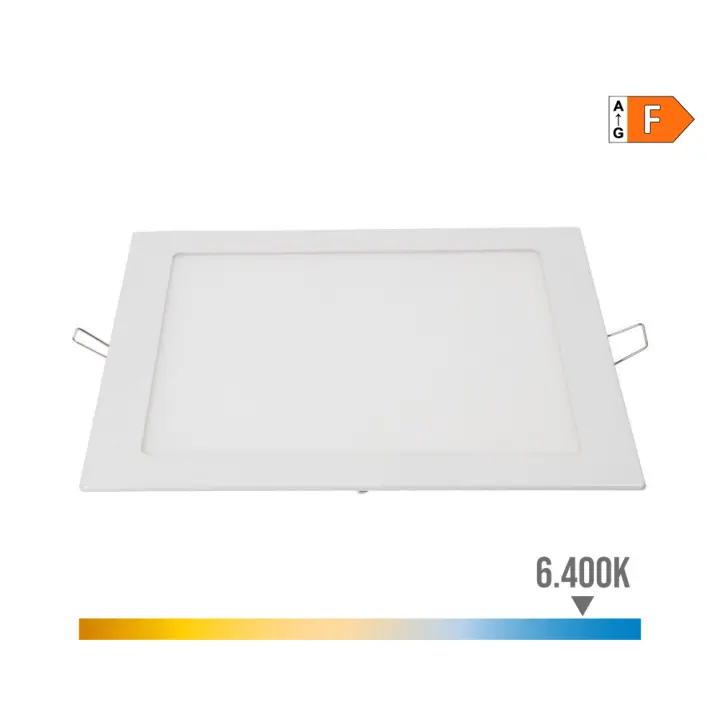 Downlight Led Empotrable Cuadrado 20W - Luz Fría 6400K - 1500lm - Blanco - 22x22cm EDM - 1