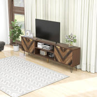 Mueble de TV Estilo Industrial Moderno | Puertas de Panel de Madera Natural + Asas Doradas | 2 Compartimientos de Almacenamiento, Soporte Integrado para TV y Patitas de Hierro Anticorrosión-Elegant, Funcional y Duradero para Salones - details 2