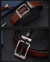 Cinturón Reversible De Cuero Genuino Para Hombre Con Hebilla De Lujo Negra Y Marrón Moda Negocios Casual Ancho 3.4cm - details 8