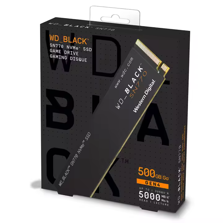 Western Digital Disco Duro SSD Interno WD BLACK SN770 1TB M.2 Nvme Pcie 4.0 - Increíble Velocidad para Juegos Más Rápidos - 1