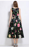 Vestido Sin Mangas De Verano Para Mujer Estampado O-Neck A-Line Regular Fit Midi Polyester Vestidos De Verano Mujer - details 4