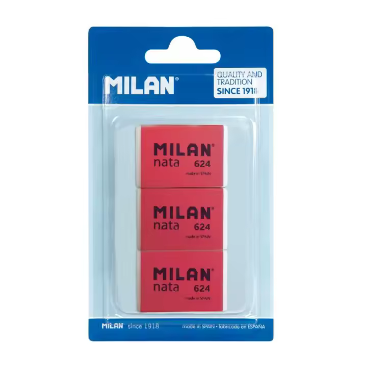 MILAN Blíster 3 Gomas nata® 624 con Banda de celofán Rosa - 1