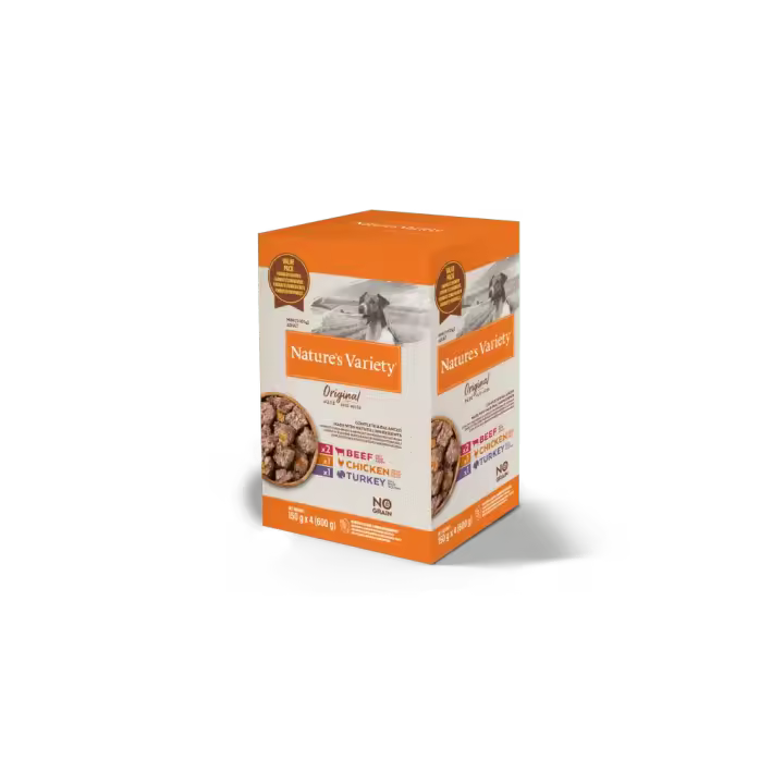 Nature's Variety Original Pate Multipack para Perros Mini de Pollo (1 Ud) + Ternera (2 Ud) + Pavo (1 Ud) - 4x150 g - 1