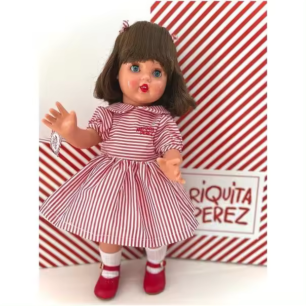 Mariquita Perez Vestido con Rayas Blancas y Rojas - Muñeca de Vinilo 50Cm - 1