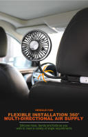 SEAMETAL Ventilador De Enfriamiento Para Coche Con Doble Cabeza Ajustable 360 Grados Bajo Ruido Fan Eléctrico Automotriz Tipo C Para Tablero RV Camión - details 5