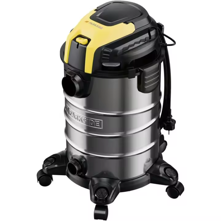 Parkside PWD 25 A2 – Aspirador Profesional en Seco y Húmedo de 1400 W con Depósito de Acero Inoxidable de 25 L - 1