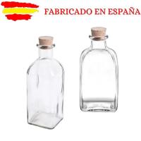 MundoTarros - Pack Frascas de Cristal con Tapón de Corcho (Varias medidas de 50ml a 1000ml) - Frascos Cuadrados Herméticos Rellenables y Reutilizables Resistentes para Bebidas, Aceite, Vino, Licor... Incluye Etiquetas - details 0