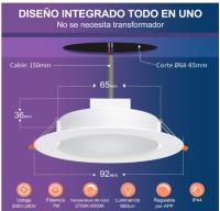 Foco Techo Empotrable RGB y Blanco Neutro, 4x 7W Inteligente Foco LED 230V Regulable Con Alexa, IP44 Plafón Luz de Techo Cambio de Color, Ojos de Buey. ( 4 Unidades ) - details 2
