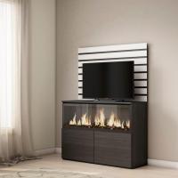 Skraut Home - Aparador - Con almacenamiento - 107x35x145 cm - Dormitorio - Habitación - Muebles de salón - Chimenea eléctrica XXL led efecto fuego 3d - Estilo Moderno - Varios colores disponibles - details 0
