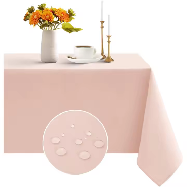 Mantel rectangular de 137 x 198 cm, impermeable, resistente a las arrugas, lavable, para cocina, comedor, fiesta, boda, uso en interiores y exteriores, color gris claro - 1