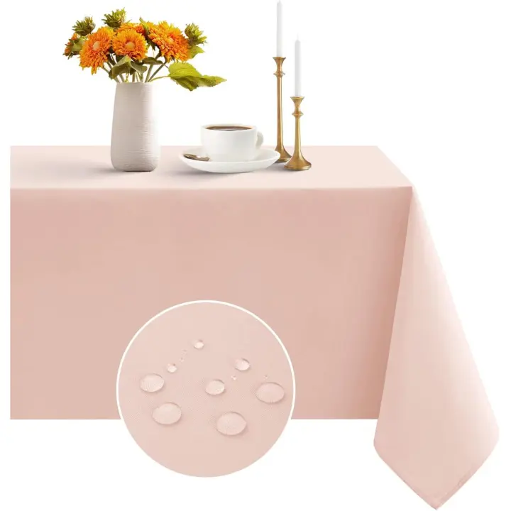 Mantel rectangular de 137 x 198 cm, impermeable, resistente a las arrugas, lavable, para cocina, comedor, fiesta, boda, uso en interiores y exteriores, color gris claro - 1