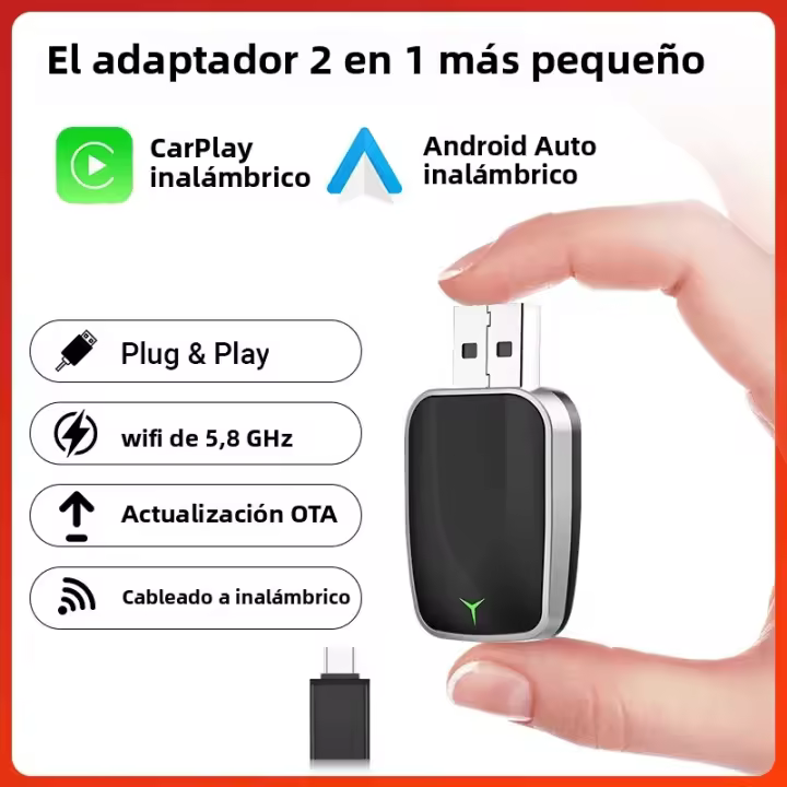Nueva Mini Caja Inalámbrica 2en1 CarPlay Android Auto Adaptador Inteligente Con Conexión Bluetooth WiFi Rápida Plug And Play Dongle - 1