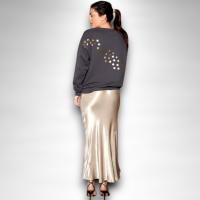 Sudadera Luna Anabel Lee Mujer | Gris Antracita Algodón Oversize | Maxi Print Lentejuelas Foil Dorado - details 4