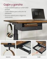 Escritorio eléctrico ajustable en altura, 60x120 cm, ajuste continuo, con 4 memorias de altura, toma de enchufe, usb integrado, disponible en blanco, marrón rústico y roble - details 10