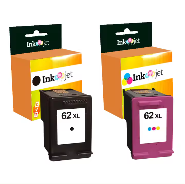 Cartuchos de Tinta HP 62XL Negro y Tricolor Compatibles C2P05AE / C2P07AE - 1