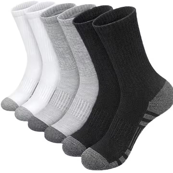 Calcetines finos de verano para hombre, 3 pares, color sólido transpirable, negro, blanco y gris, algodón puro a media pantorrilla, absorbentes del sudor y desodorantes para todas las estaciones - 1