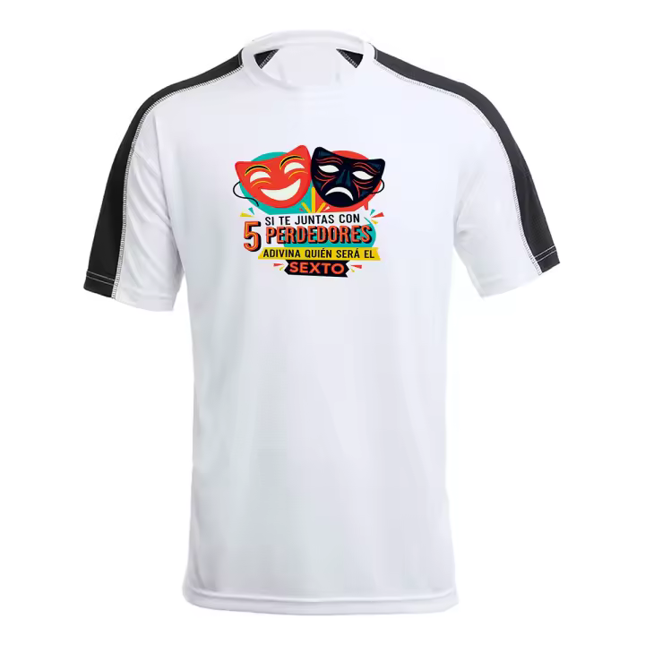 MERCHANDMANIA CAMISETA técnica franja mangas NEGRA frase incomoda verdad consejo amistad amigos tshirt - 1
