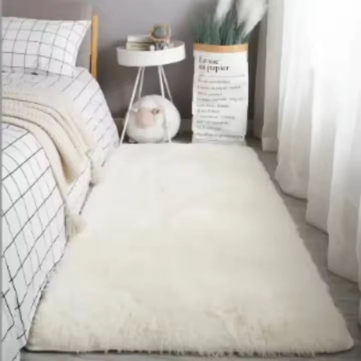 VIKAMA Alfombra De Seda Y Lana Moderna Para Dormitorio Y Sala De Estar Alfombra De Lado Del Cama Suave Y Cómoda No Perde Cabello Alfombra Interior Antideslizante Resistente Al Agua Y Al Desvanecimiento - 1