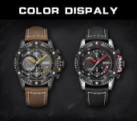 Reloj De Hombre MEGIR Moda Cronógrafo Cinta De Cuero Casual Resistantes Al Agua Reloj De Pulsera De Cuarzo Para Deporte Y Uso Diario - details 3