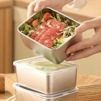 Caja De Almacenamiento De Alimentos De Acero Inoxidable 600ml Con Tapa De Plástico Para Refrigerador Conservación De Frescura Para Picnics - details 3
