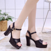 Sandalias De Plataforma Alta Para Mujer Con Hebilla Y Diseño De Boca De Pez Zapatos De Tacón Alto Casual Material PU - details 26