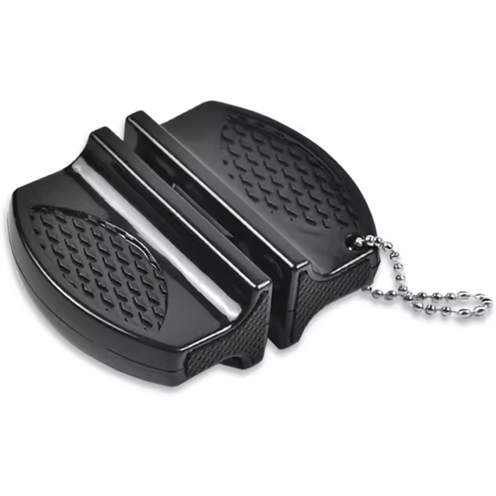 Mini afilador de cuchillos portátil: herramienta de afilado de doble cara para el hogar, camping, viajes y barbacoas (negro) - 1