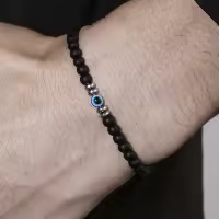 Pulsera De Piedra Natural 4mm Para Hombres Y Mujeres Pulsera De Ojo De Maléfica Suave Y Redonda Para Parejas Joyería De Regalo - details 2