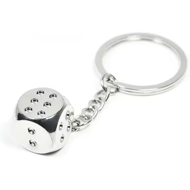 Mini llavero de dados creativos, colgante de metal, llavero, anillo, recuerdo, regalo, pequeño llavero plateado, llavero para llaves de coche, bolso de mano, llavero. - 1