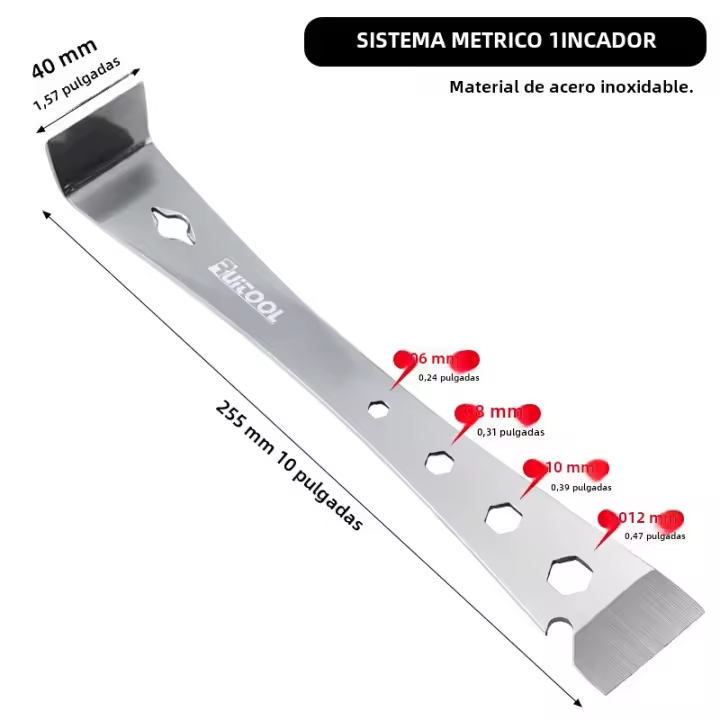 Barra Plana De Acero Inoxidable Multiusos Herramienta De Pry Para Molding Baseboard Trimmer Puller Apicultura Hive - 1