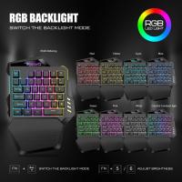 Miniteclado inalámbrico de una mano para juegos, controlador de juegos portátil retroiluminado RGB para PC, PS4, Xbox, Gamer - details 2