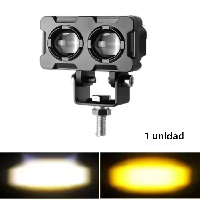 Faros Auxiliares LED Para Motocicleta 60W Lente Doble Luz Dual Color Blanca Y Amarilla Antiniebla Iluminación Motocicleta - 1