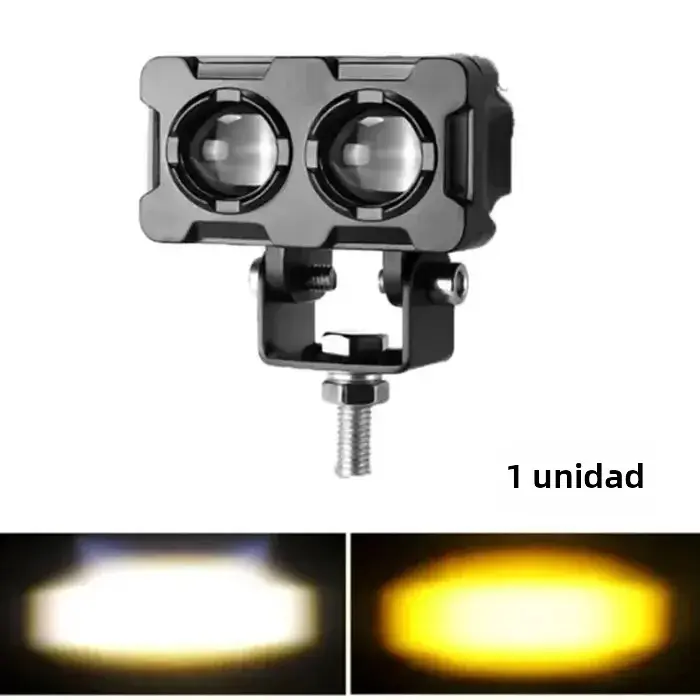 Faros Auxiliares LED Para Motocicleta 60W Lente Doble Luz Dual Color Blanca Y Amarilla Antiniebla Iluminación Motocicleta - 1