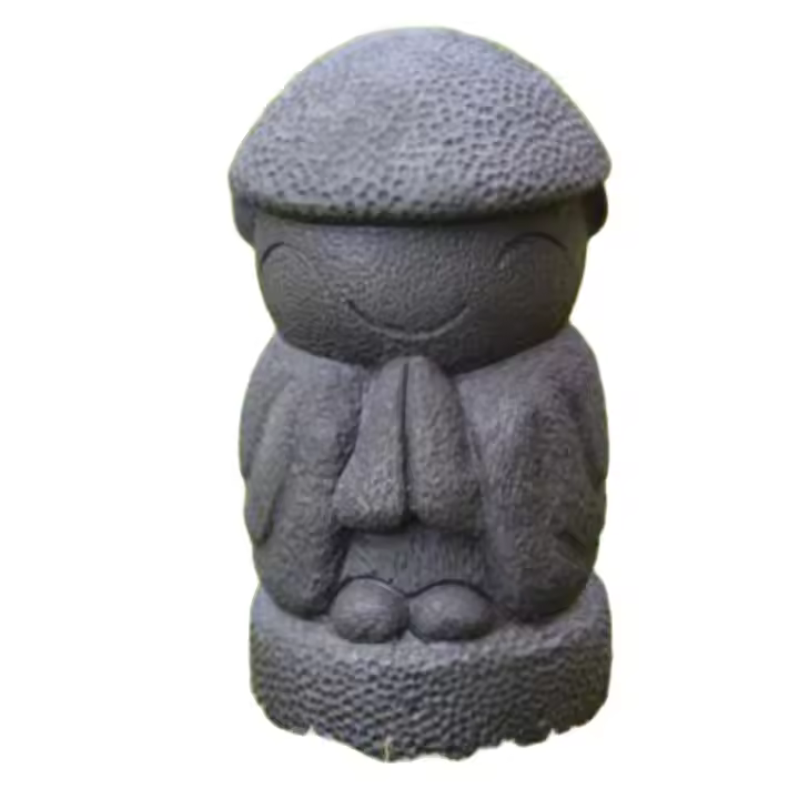 Figura Japonesa Jizo Gorro 12x20cm - Piedra Artificial - Resistente a Clima - Marca AnaParra - 1