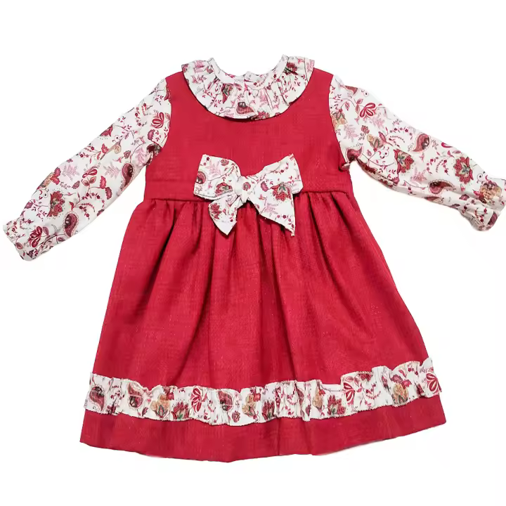 Vestido de niña granate con formas - 1