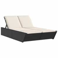 vidaXL Tumbona doble con cojines ratán sintético Negro, Marrón, Gris Sillas de Exterior Ideal para jardín, playa, piscina, terraza Tumbona Piscina Tumbonas Playa Tumbonas Jardín Exterior - details 1