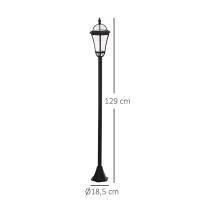 Outsunny 2 Farolas Solares de Jardín con 2 Luces LED Blanca 6000K Impermeable IP44 Sensor de Noche Set de 2 Farolas de Exterior para Camino Terraza Patio 18,5x18,5x129 cm Negro - details 2