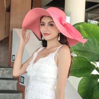 Sombrero De Paja Para Mujer Con Lazo Amplio Y Plegable Protección Solar De Playa Estilo Panama Casual Unisex Tamaño Adulto - details 16