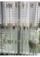 Cortina De Tules Bordadas Elegantes Con Flores Para Sala De Estar Y Dormitorio Voile Transparente Lujo Cortina De Encaje Para Ventanas Francesas - details 2