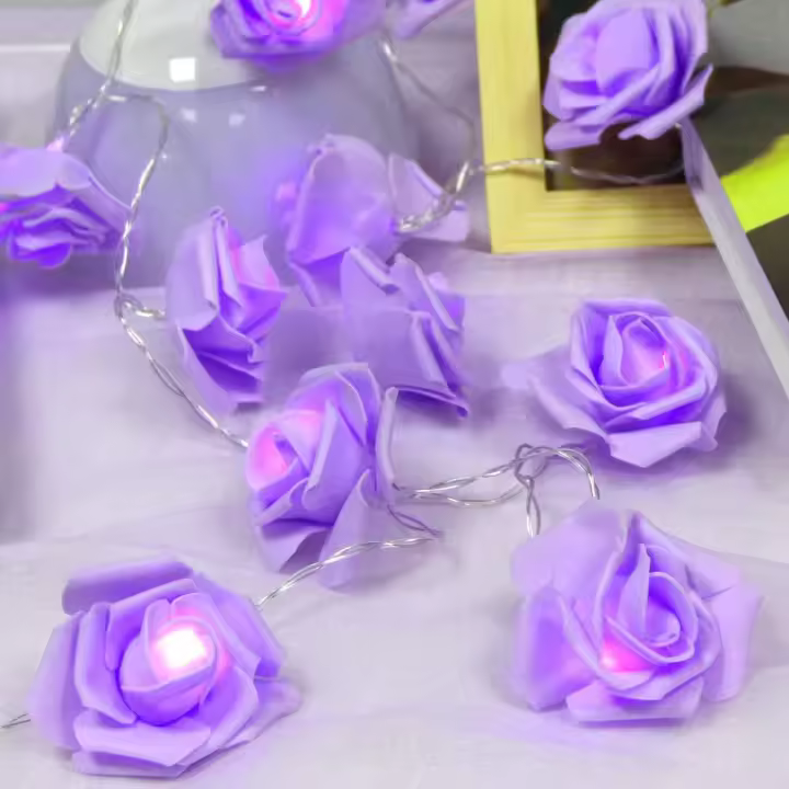 Luces De Flecos De Rosa Con 10/20LED Para Bodas Fiestas Cumpleaños Festivales Decoraciones Interiores Y Exteriores Operadas Por Batería - 1